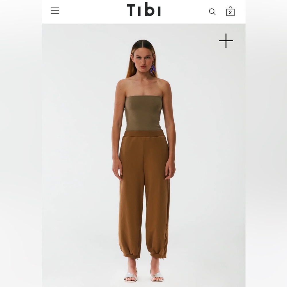 Tibi Cropped Sweatpant with Zipper